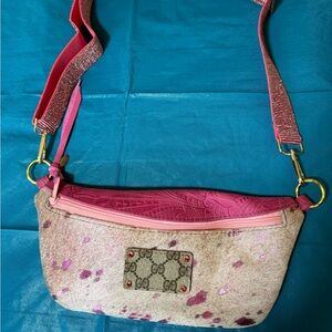 Designer GG Pink Belt Bag with Embossed Trim